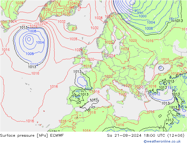 Bodendruck ECMWF Sa 21.09.2024 18 UTC