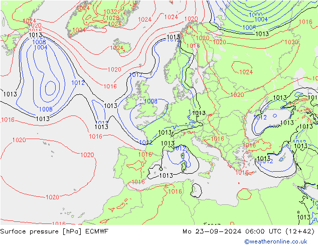 Bodendruck ECMWF Mo 23.09.2024 06 UTC