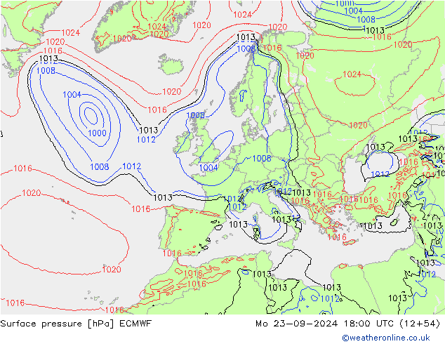 Luchtdruk (Grond) ECMWF ma 23.09.2024 18 UTC