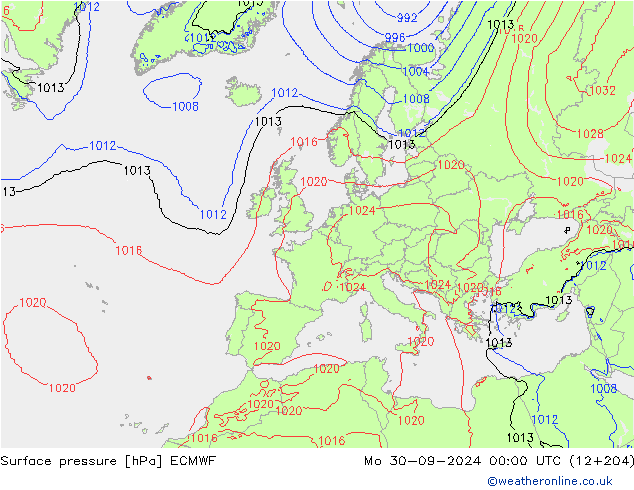 Atmosférický tlak ECMWF Po 30.09.2024 00 UTC