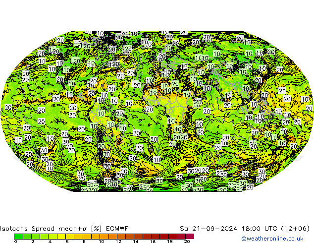 Isotaca Spread ECMWF sáb 21.09.2024 18 UTC