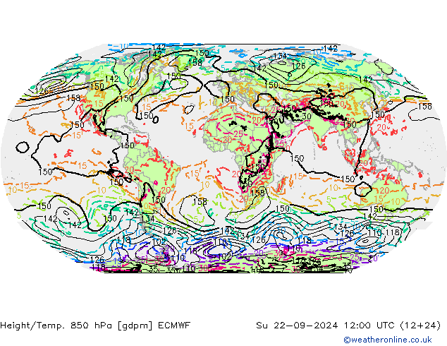 Height/Temp. 850 hPa ECMWF Su 22.09.2024 12 UTC