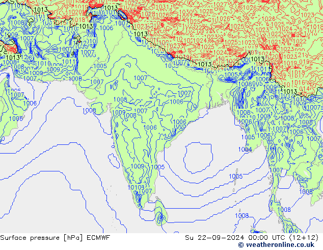 приземное давление ECMWF Вс 22.09.2024 00 UTC