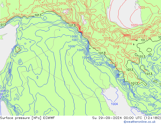 Surface pressure ECMWF Su 29.09.2024 00 UTC