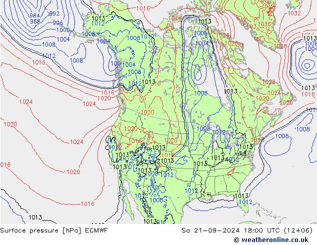 地面气压 ECMWF 星期六 21.09.2024 18 UTC