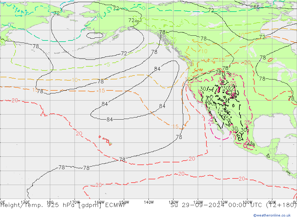 Height/Temp. 925 hPa ECMWF So 29.09.2024 00 UTC