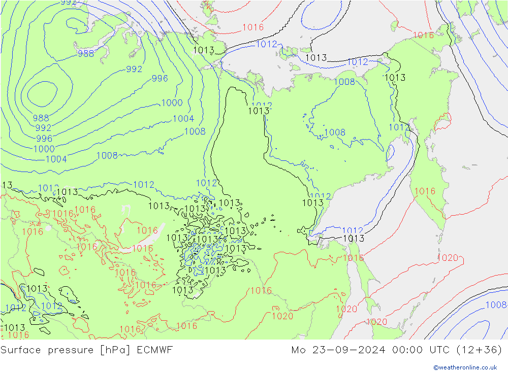 Surface pressure ECMWF Mo 23.09.2024 00 UTC