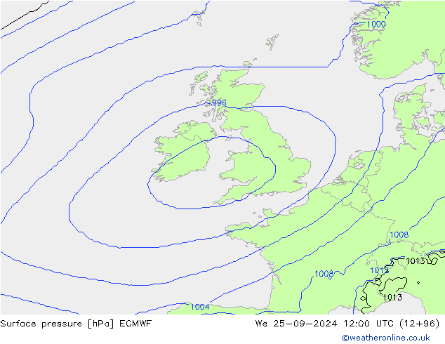 Yer basıncı ECMWF Çar 25.09.2024 12 UTC