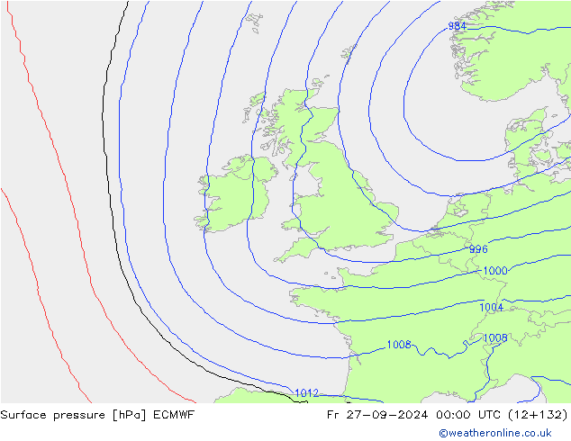 Surface pressure ECMWF Fr 27.09.2024 00 UTC