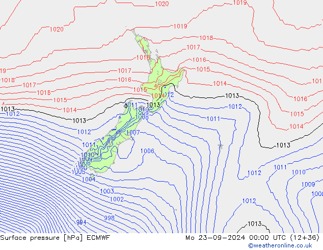 pressão do solo ECMWF Seg 23.09.2024 00 UTC