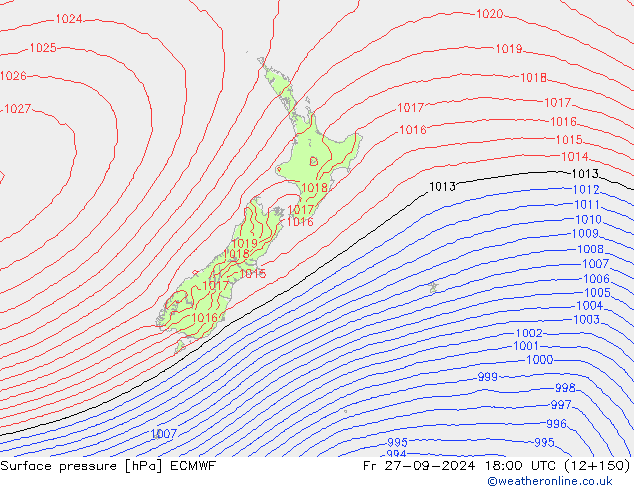 Surface pressure ECMWF Fr 27.09.2024 18 UTC