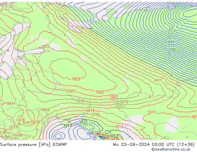 Yer basıncı ECMWF Pzt 23.09.2024 00 UTC