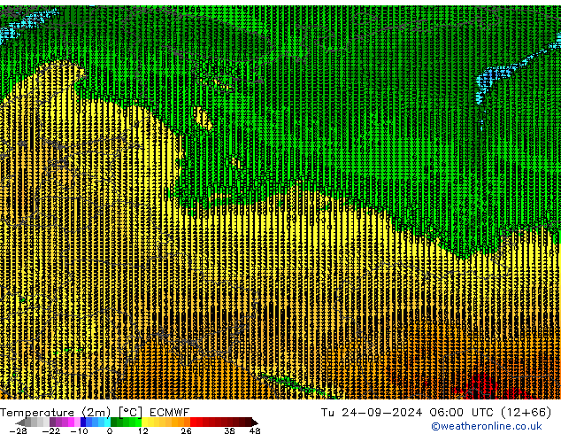 Temperature (2m) ECMWF Tu 24.09.2024 06 UTC