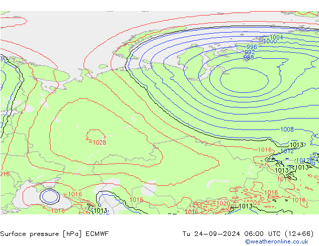 Surface pressure ECMWF Tu 24.09.2024 06 UTC