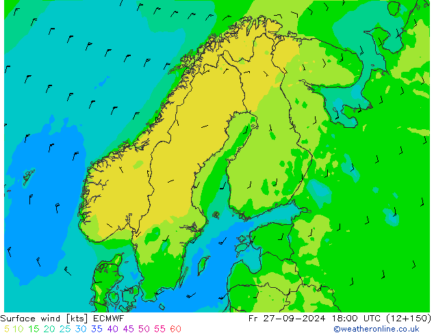 Surface wind ECMWF Fr 27.09.2024 18 UTC