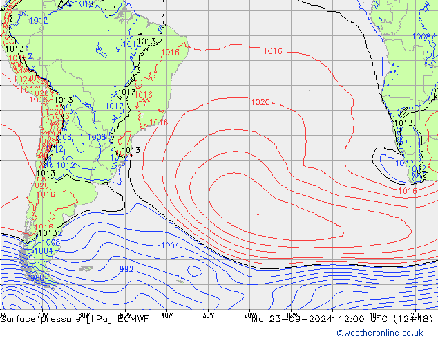 Luchtdruk (Grond) ECMWF ma 23.09.2024 12 UTC