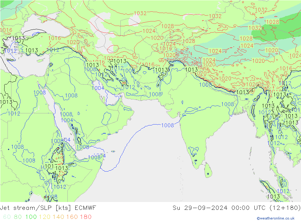 高速氣流/地面气压 ECMWF 星期日 29.09.2024 00 UTC