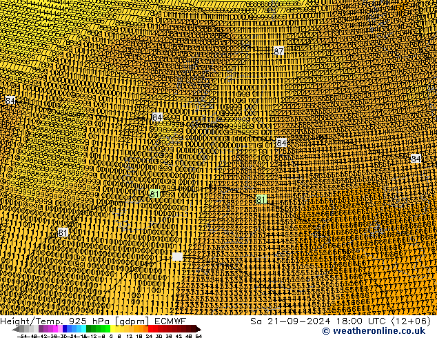 Height/Temp. 925 hPa ECMWF So 21.09.2024 18 UTC