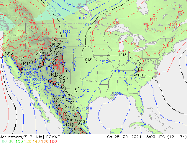 Straalstroom/SLP ECMWF za 28.09.2024 18 UTC