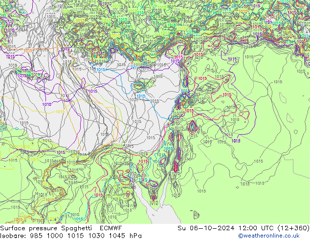 Bodendruck Spaghetti ECMWF So 06.10.2024 12 UTC