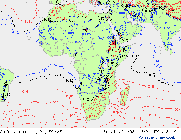 приземное давление ECMWF сб 21.09.2024 18 UTC