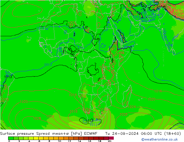 pressão do solo Spread ECMWF Ter 24.09.2024 06 UTC