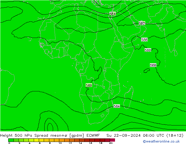 500 hPa Yüksekliği Spread ECMWF Paz 22.09.2024 06 UTC