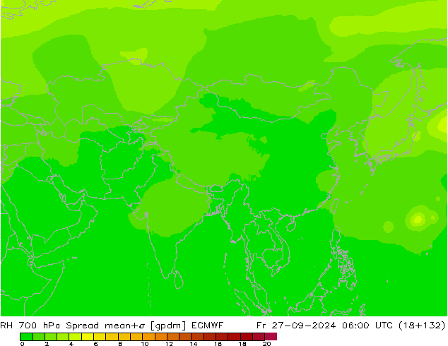 RH 700 гПа Spread ECMWF пт 27.09.2024 06 UTC