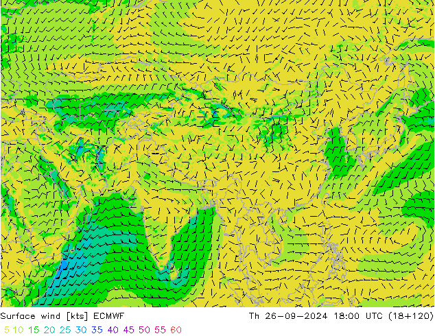 Surface wind ECMWF Th 26.09.2024 18 UTC