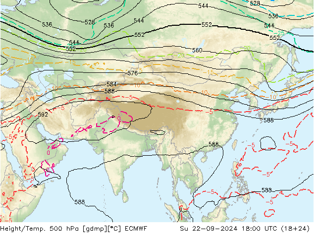 Height/Temp. 500 hPa ECMWF Dom 22.09.2024 18 UTC