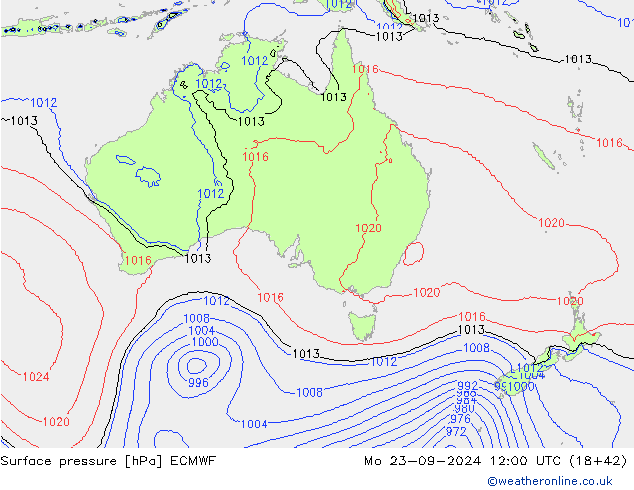 Luchtdruk (Grond) ECMWF ma 23.09.2024 12 UTC