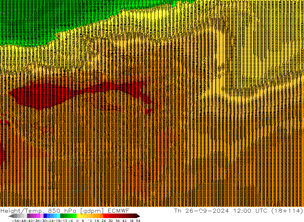 Height/Temp. 850 hPa ECMWF 星期四 26.09.2024 12 UTC