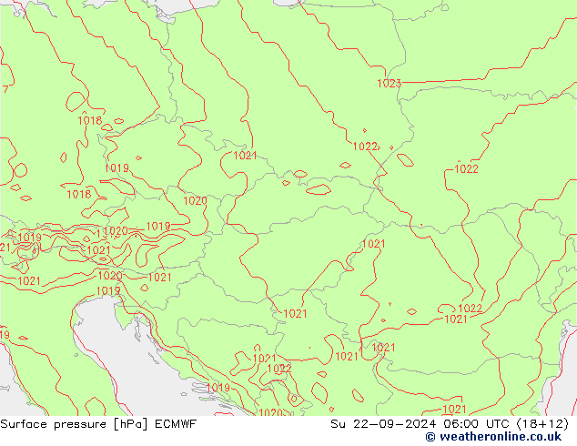 приземное давление ECMWF Вс 22.09.2024 06 UTC