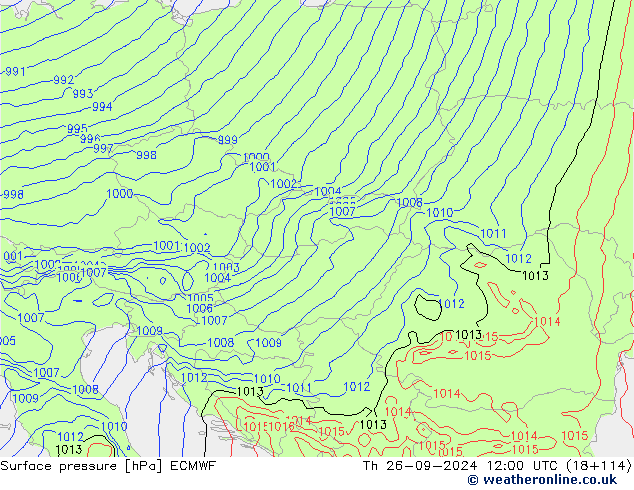 pressão do solo ECMWF Qui 26.09.2024 12 UTC