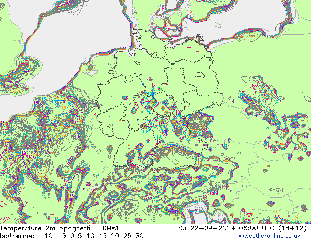 Temperaturkarte Spaghetti ECMWF So 22.09.2024 06 UTC