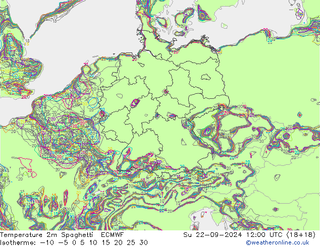 Temperaturkarte Spaghetti ECMWF So 22.09.2024 12 UTC