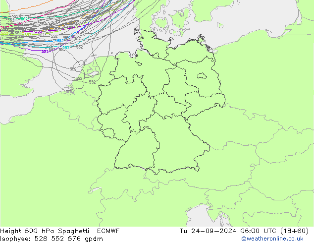 Height 500 hPa Spaghetti ECMWF Tu 24.09.2024 06 UTC