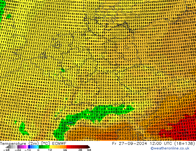 Temperaturkarte (2m) ECMWF Fr 27.09.2024 12 UTC