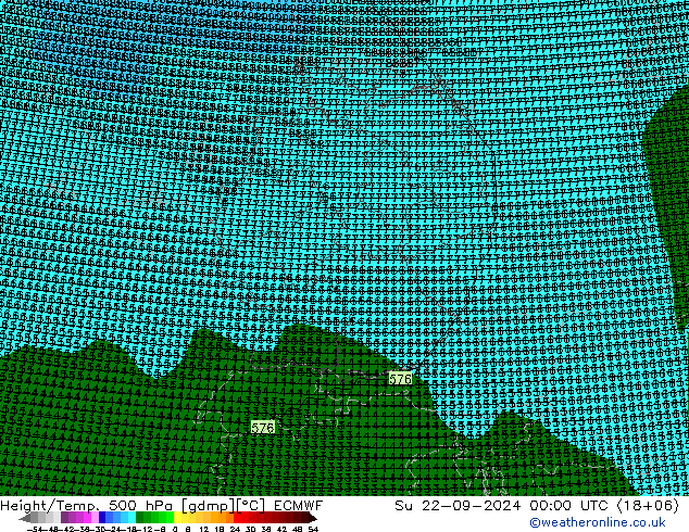 Yükseklik/Sıc. 500 hPa ECMWF Paz 22.09.2024 00 UTC