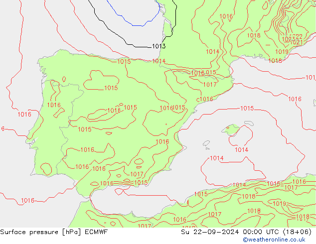 Surface pressure ECMWF Su 22.09.2024 00 UTC