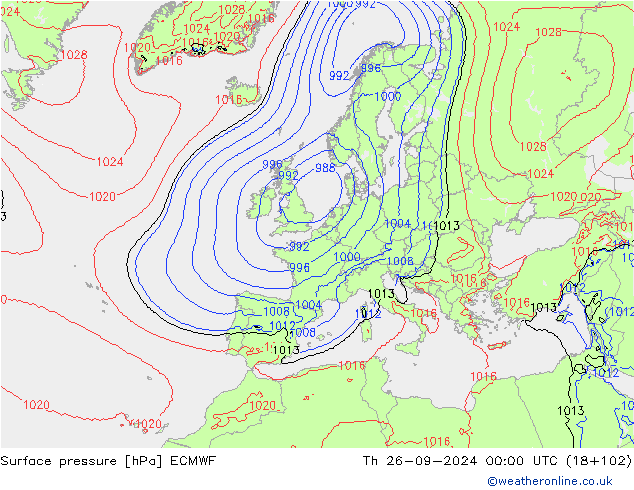 Bodendruck ECMWF Do 26.09.2024 00 UTC