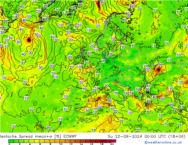 Isotaca Spread ECMWF dom 22.09.2024 00 UTC