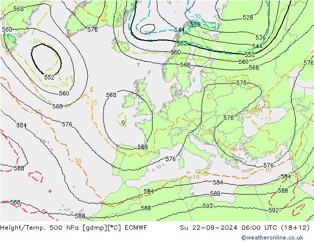 Yükseklik/Sıc. 500 hPa ECMWF Paz 22.09.2024 06 UTC