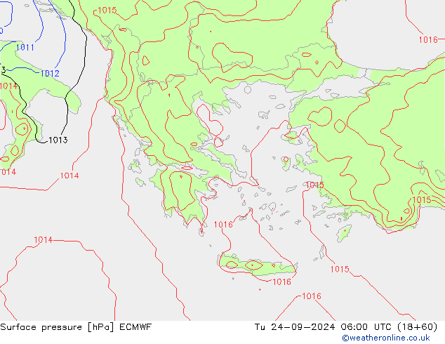 pressão do solo ECMWF Ter 24.09.2024 06 UTC