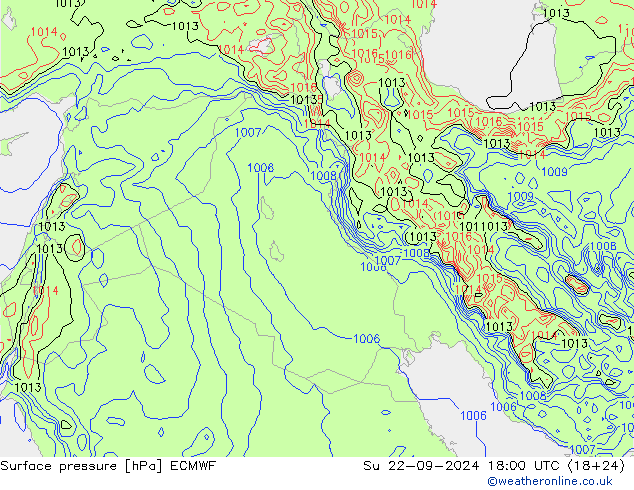 Pressione al suolo ECMWF dom 22.09.2024 18 UTC