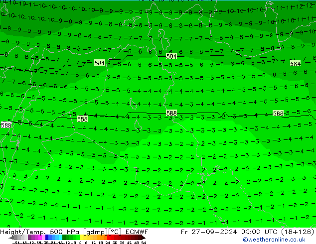 Height/Temp. 500 hPa ECMWF Pá 27.09.2024 00 UTC