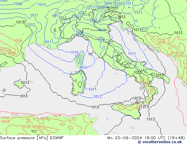 Luchtdruk (Grond) ECMWF ma 23.09.2024 18 UTC