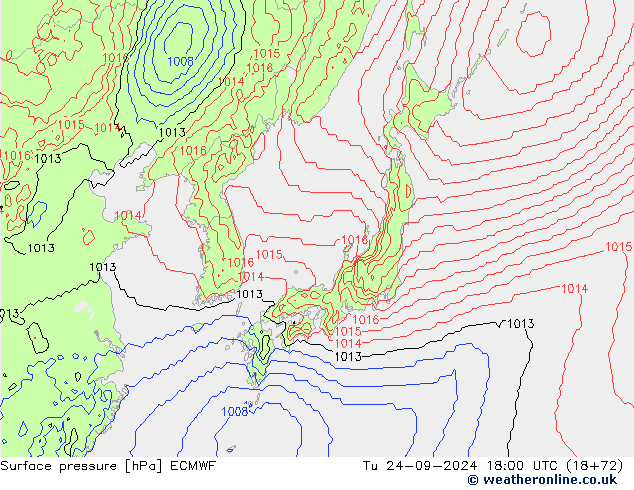 Luchtdruk (Grond) ECMWF di 24.09.2024 18 UTC