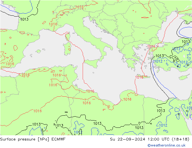 приземное давление ECMWF Вс 22.09.2024 12 UTC