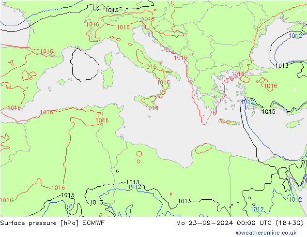 Luchtdruk (Grond) ECMWF ma 23.09.2024 00 UTC